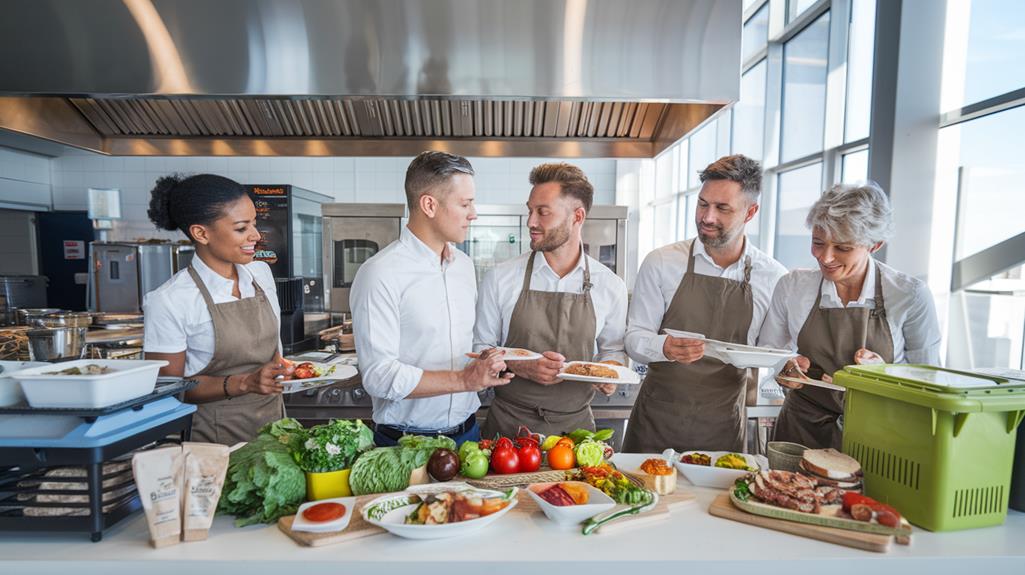 Catering staff working in a corporate kitchen